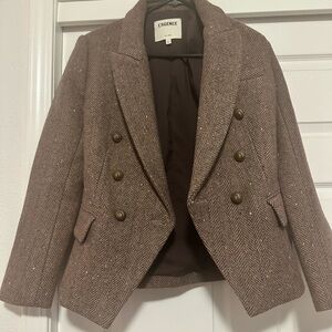 L'AGENCE Herringbone Brown Blazer